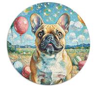 Bulldog français 1000 Pièces Casse-tête Animal de Compagnie Chien Puzzle Rond pour Adultes Et Enfants Classiques Jeux De Défi Uniques Décompression 1000pcs (67.5x67.5cm)