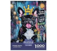 Bulldog français 1000 Pieces Puzzle Animaux Mignons Puzzles Divertissement Créatif Décorations Familiales Œuvre Artistique À Assembler Jouets Défi 38x26cm/1000pcs