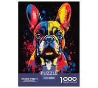 Bulldog français 1000 Pieces Puzzle Animaux Mignons Puzzles Série Pleine De Couleurs pour La Décoration De La Maison Œuvre Artistique À Assembler Jouets Défi 38x26cm/1000pcs