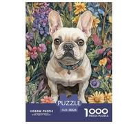 Bulldog français 1000 Pieces Puzzle Animaux Mignons Puzzles Série Pleine De Couleurs pour La Décoration De La Maison Œuvre Artistique À Assembler Jeu Difficile pour Les 38x26cm/1000pcs