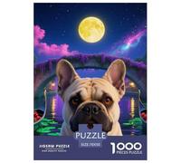 Bulldog français 1000 Pieces Puzzle Pets Mignons Puzzles Colour Familiales Œuvre Artistique À Assembler Jouets Défi 70x50cm/1000pcs