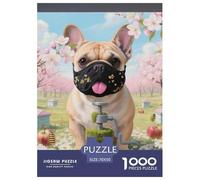 Bulldog français 1000 Pieces Puzzle Pets Mignons Puzzles Colour pour La Décoration De La Maison Œuvre Artistique À Assembler Jouets Défi 70x50cm/1000pcs