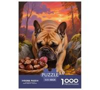 Bulldog français 1000 Pieces Puzzle Pets Mignons Puzzles Colour Puzzle en Papier pour La Décoration Intérieure Œuvre Artistique À Assembler Jeu Difficile pour Les 38x26cm/1000pcs