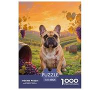 Bulldog français 1000 Pieces Puzzle Pets Mignons Puzzles Colour Puzzle en Papier pour La Décoration Intérieure Œuvre Artistique À Assembler Jeu Difficile pour Les 38x26cm/1000pcs