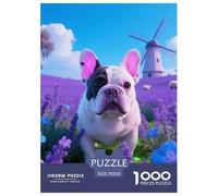 Bulldog français 1000 Pieces Puzzle Pets Mignons Puzzles De Couleurs Puzzle en Papier pour La Décoration Intérieure Œuvre Artistique À Assembler Jeu Difficile pour Les 70x50cm/
