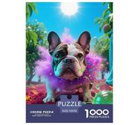 Bulldog français 1000 Pieces Puzzle Pets Mignons Puzzles pour AdultesJeu pour La Décoration De La Maison Œuvre Artistique À Assembler Jouets Défi 70x50cm/1000pcs