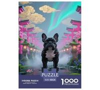 Bulldog français 1000 Pieces Puzzle Pets Mignons Puzzles pour AdultesJeu pour La Décoration De La Maison Œuvre Artistique À Assembler Jouets Défi 38x26cm/1000pcs