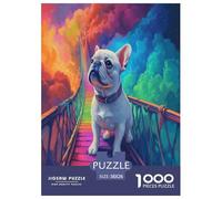Bulldog français 1000 Pièces Puzzle pour Adultes Jeux De Défi Familial Divertissement Apaisant Cultiver l'esprit D'équipe pour Hommes, Femmes, Seniors 38x26cm/1000pcs