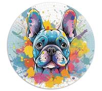 Bulldog français Circulaire Puzzle 1000 Pièces pour Adultes Bricolage DécoRation Original Difficile Impossible Jeux De Défi Uniques 1000pcs (67.5x67.5cm)