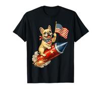 Bulldog français Frenchie 4 Juillet Drapeau américain T-Shirt