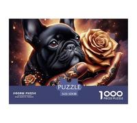 Bulldog français Noir Pièces en Carton Solides Aide À Améliorer La Concentration, Les Capacités De Résolution Et La Coordination Main-œil 52x38cm/1000pcs
