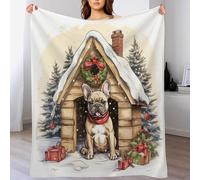 Bulldog français Plaid Couverture Polaire, Couverture en Peluche en Toute Saison Légère Chaude Super Douce Moelleuse pour Lit Et Canapé-lit（130×150cm）