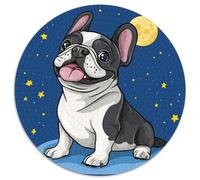 Bulldog français Puzzle Rond 1000 Pièces Chien de Compagnie Enfants Encastrement Facile Qualité Premium Relaxation Activité Artistique Éduchative 1000pcs (67.5x67.5cm)