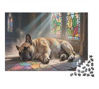 Bulldog français Puzzles 1000 Pièces Adulte Puzzle en Bois Défi Jouets Église Moderne Jeu De l'art De La Décoration 1000pcs (75x50cm)