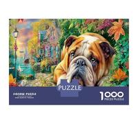 Bulldog français Scene 1000 Pièce Jardins Papier Écologique Puzzle Premium Le Décompression Éduchative Décoration Murale Cadeaux 52x38cm/1000pcs