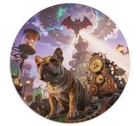 Bulldog français1000 Pièces Puzzles pour Adultes Et Enfants Animal de Compagnie chienPuzzle Rond, Puzzle Familial, Pression Réduite, Cadeau, Difficile, Impossible1000pcs (67.5x67.5cm)