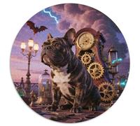 Bulldog français1000 Pièces Puzzles pour Adultes Et Enfants Animal de Compagnie chienPuzzle Rond, Puzzle Familial, Pression Réduite, Décoration, Cadeau, Difficile, Impossible1000pcs (67.5x67.5cm)