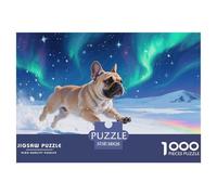 Bulldog françaisge 1000 Pièces Puzzles pour Adultes,Aurore boréale Snowfield Un Jeu De Dexérité Très Difficile Puzzle Jeu Éducatif Aux Défis 38x26cm/1000pcs