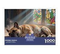 Bulldog françaisge 1000 Pièces Puzzles pour Adultes, Vitrailun Jeu De Dexérité Très Difficile Puzzle D'intelligence 38x26cm/1000pcs