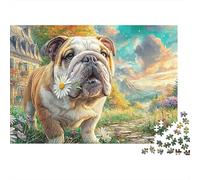 Bulldog Garden 1000 Pièces Jigsaw Puzzle Game Forest Bulldog Colourful and Detailedscenea Greatfestive Orfiller for Ages 10 Plus Puzzle Game for The Whole for Women, Gifts for Men52x38cm/1000pcs
