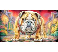Bulldog-in-Ornate-Collar Puzzle 1000 pièces Papier recyclé Extremement Difficile Jeu Stimulant pour Femmes et Hommes à des Fins de Relaxation 38x26/1000 pièces