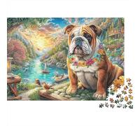 Bulldog Landscape 1000 Pièces Jigsaw Puzzles for AdultsGarden Bulldog Fun, Challenging & Brainteasing Adults Jigsaw Puzzle Uncover The Puzzle Recycled Carton Educational Game Fun Activity Fo
