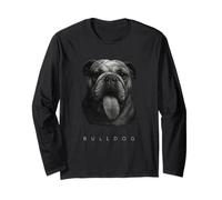 Bulldog Langue Out Graphic Vintage Noir & Blanc Race de chien Manche Longue