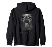 Bulldog Langue Out Graphic Vintage Noir & Blanc Race de chien Sweat à Capuche
