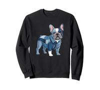 Bulldog Motif Patchwork Art Bouledogue Français en Denim Chien Sweatshirt