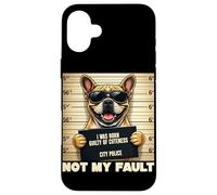 Bulldog Mugshot est né Coupable de gentillesse, ce n'est Pas de ma faute Coque pour iPhone 16 Plus