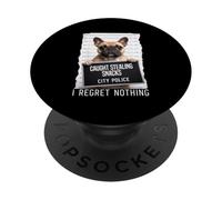 Bulldog Mugshot surpris en Train de Voler des Snacks Je ne Regrette Rien PopSockets PopGrip Adhésif