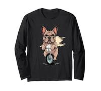 Bulldog on Monocycle Drôle Chien Cyclisme Rider Manche Longue