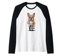 Bulldog on Monocycle Drôle Chien Cyclisme Rider Manche Raglan