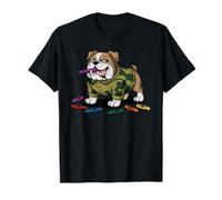Bulldog Powered by Crayons Boot Camp MRE Eater Grunt Dog Dad T-Shirt