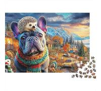 Bulldog Puzzle en Carton Extra-Épais 1000 Pièces, Chien de Compagnie Mignon, Impossible, Difficile, Défiant, Puzzle Les Plus Bien Notés, Top Vente 38x26cm/1000pcs