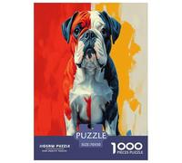 Bulldog Puzzles 1000 Pieces Cadeau Unique Jeu Éduchatif Défi Jouet À De Qualité Supérieure Peinture Art pour Adultes Et Enfants À Partir De 14 Ans 70x50cm/1000pcs