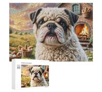 Bulldog Puzzles 300 Pièces Educa Qualité Supérieure Pet Mignon Décoration Artistique pour Famille Challenge Difficile Relaxation 3D Assemblage Amusant 300 PCS