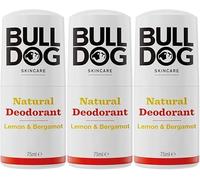 BULLDOG SKINCARE Lot de 3 déodorants naturels à bille au citron et à la bergamote pour homme 75 ml