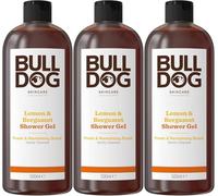 Bulldog Skincare Lot de 3 gels douche au citron et à la bergamote pour homme, naturel, rafraîchissant, 500 ml