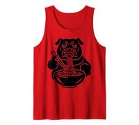 Bulldog Slurping Ramen Nouilles Chien Mangeant Mascotte Japonaise Débardeur