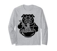 Bulldog Slurping Ramen Nouilles Chien Mangeant Mascotte Japonaise Manche Longue