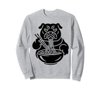 Bulldog Slurping Ramen Nouilles Chien Mangeant Mascotte Japonaise Sweatshirt