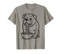 Bulldog Slurping Ramen Nouilles Chien Mangeant Nouilles Bol Mascotte T-Shirt