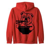 Bulldog Slurping Ramen Nouilles Chien Manger Baguettes Mascotte Sweat à Capuche