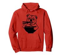 Bulldog Slurping Ramen Nouilles Chien Manger Baguettes Mascotte Sweat à Capuche
