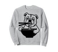 Bulldog Slurping Ramen Nouilles Chien Manger Baguettes Mascotte Sweatshirt