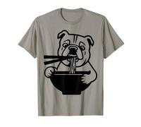 Bulldog Slurping Ramen Nouilles Chien Manger Baguettes Mascotte T-Shirt