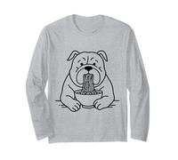 Bulldog Slurping Ramen Nouilles Chien Manger Nouilles Chiot Mascotte Manche Longue