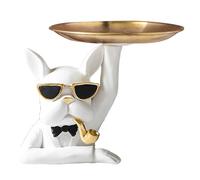 Bulldog Storage Tray - Decorative Dog Figurine Sculpture, Creative Desk Organizer Butler avec | Statue pour La Vanité De Salle De Bain, Table De Chevet, Comptoir, Décoration De Salon Et Solution D'