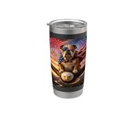 Bulldog sur un aigle à tête blanche avec drapeau américain USA Gobelet isotherme en acier inoxydable double paroi